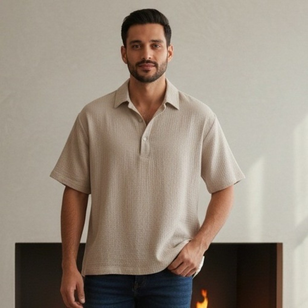 Magaschoni Men Seagrass Organic Cotton Gauze Henley Camp Shirt XL TG NWT RV $108